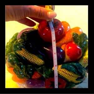 Fitz and Floyd Ceramic Basket Adorned with Colorful Ceramic vegetables. RARE!